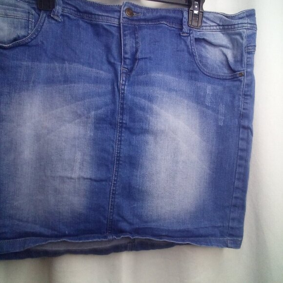 Promod Denim Skirt 16 Women Short Stretch Pockets Blue - Picture 9 of 16